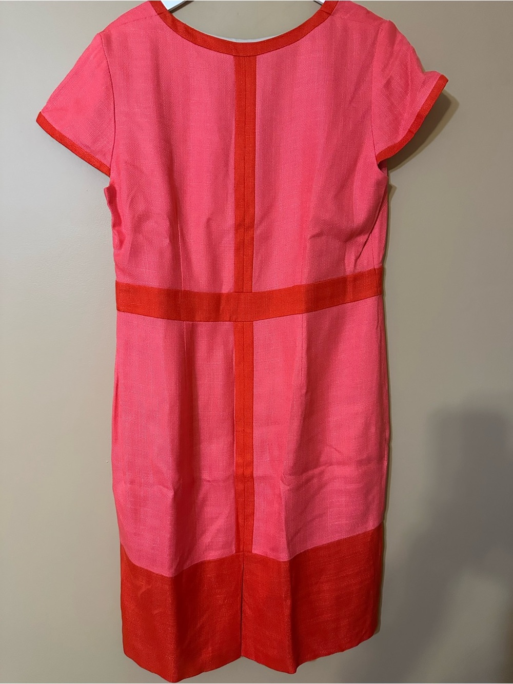 Boden Women's Red-Pink Colorblock Shift Dress - Picture 3 of 7
